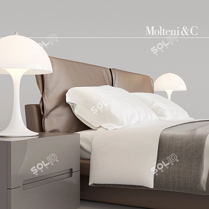 Majestic Honey Wood Bed 3D model image 3