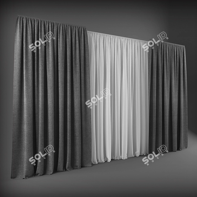 Contemporary Black-out Curtains 3D model image 1