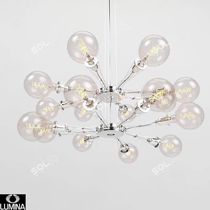 Lumina Matrix Doppia Suspension: Sleek Metal and Glass Design 3D model image 1