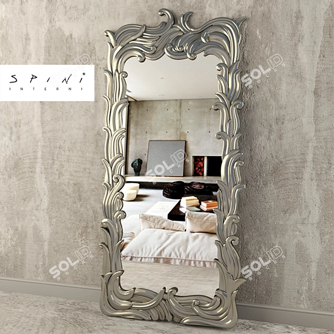 Elegant Gold Leaf Mirror 3D model image 1