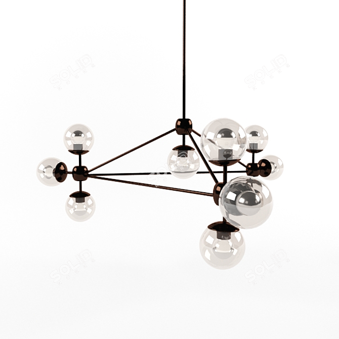 Cosmo Modo Chandelier - Elegant Glass and Metal Hanging Lamp 3D model image 1