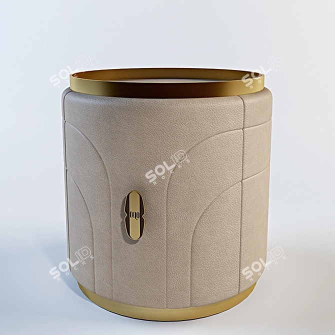 Elegant Gold-Ornamented Bedside Table 3D model image 1