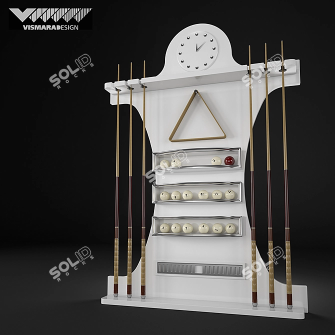 Art Deco Cue Rack - Elegant Chrome and Silver Finish 3D model image 1