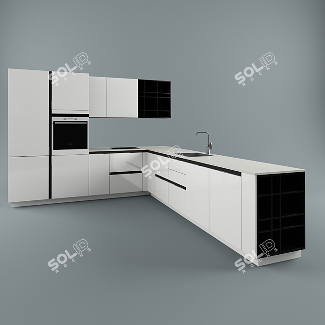 Sleek Kitchen Sink: SieMatic S3 3D model image 1