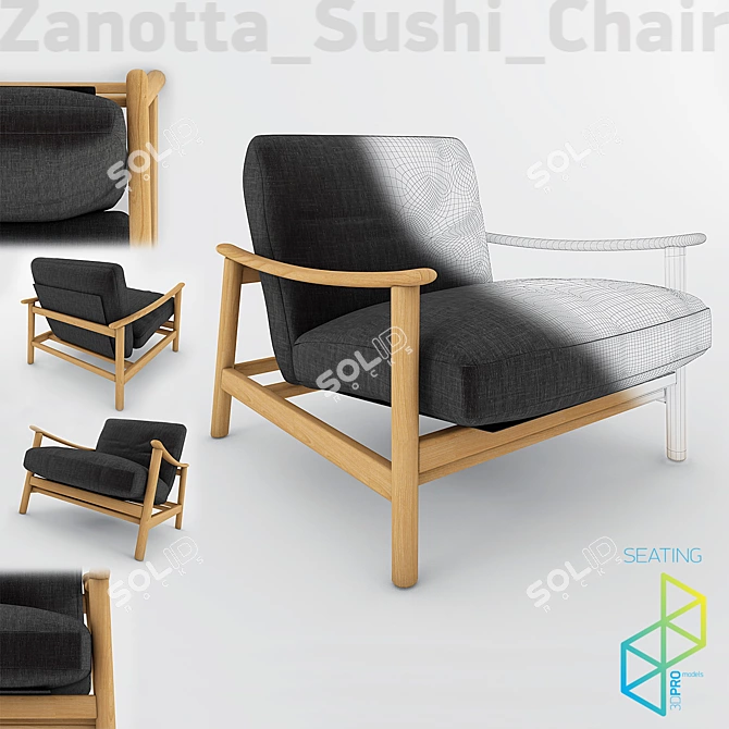 Exotic Sushi Armchair: Japanese-inspired Design 3D model image 1