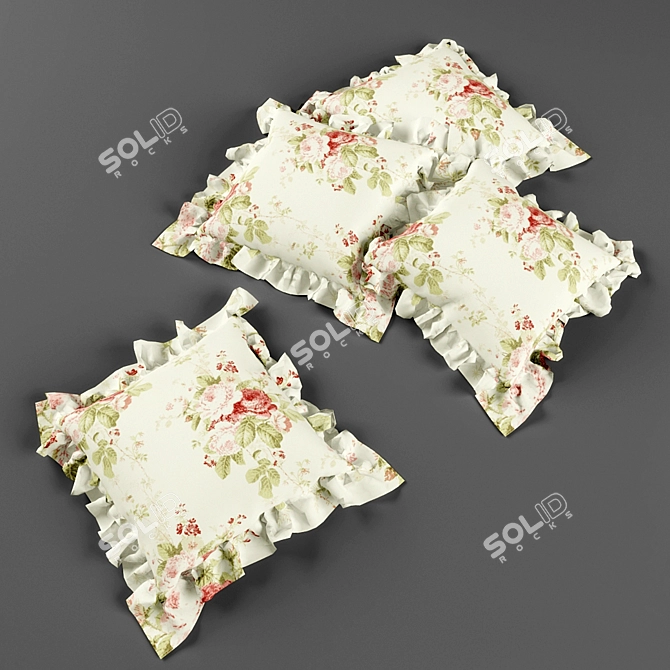 Provence Ruffle Pillows 3D model image 1