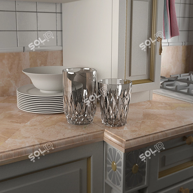 Stylish Glass Tumblers 3D model image 2