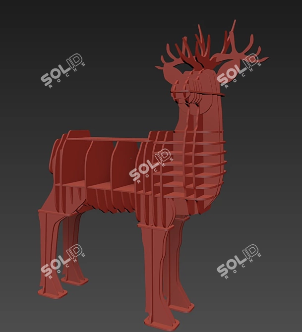 Wooden Deer Shelf 3D model image 2