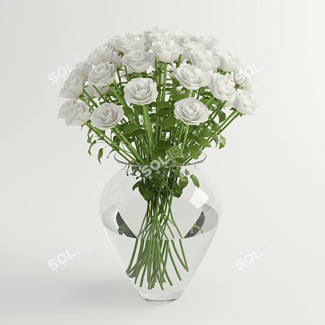 Elegant White Rose Bouquet 3D model image 1