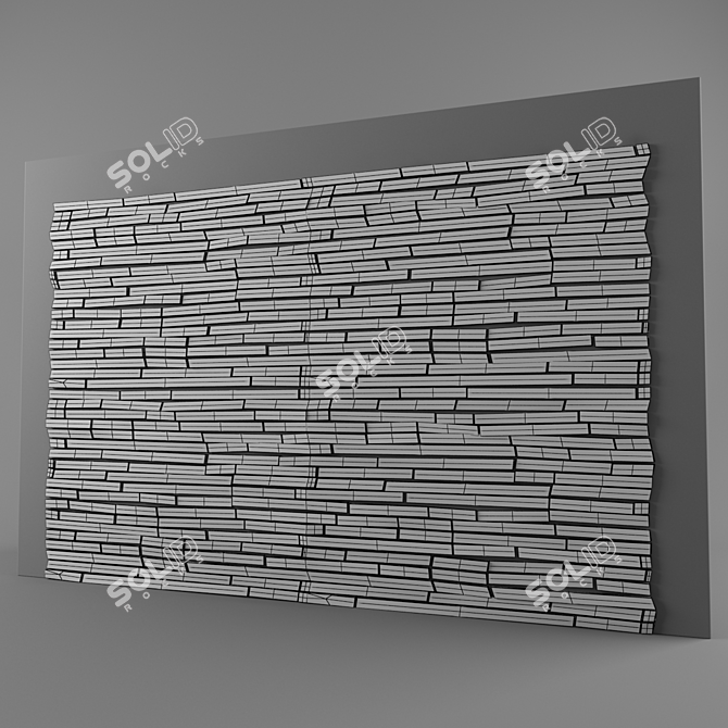 Rustic Wooden Wall Panel 3D model image 2