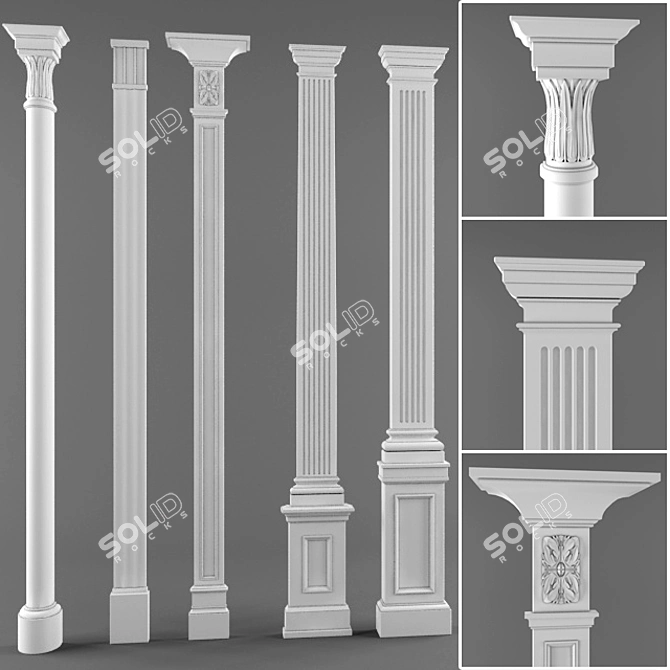 Versatile Mapped Pilasters: Classic Style & Wood-like Finish 3D model image 1