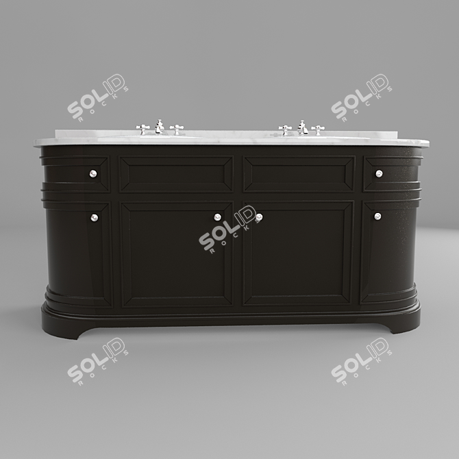 Elegant Odeon Double Vanity Sink 3D model image 1