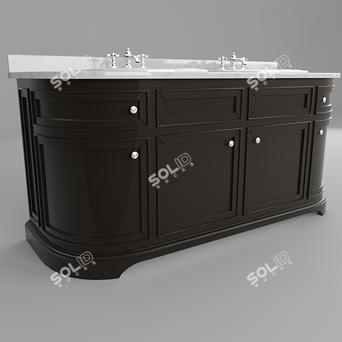 Elegant Odeon Double Vanity Sink 3D model image 2