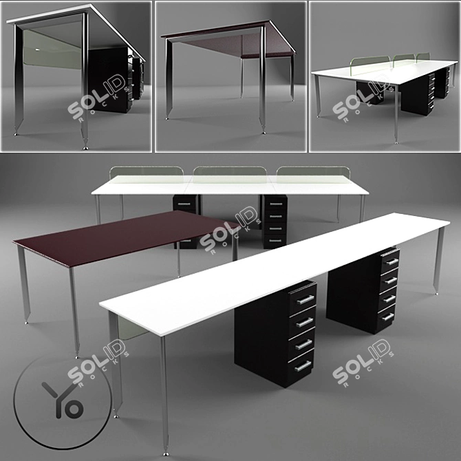 UFFIX Modern Office Tables 3D model image 1