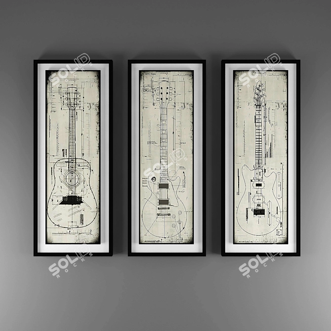 Guitaristic Art: Melody on Canvas 3D model image 1