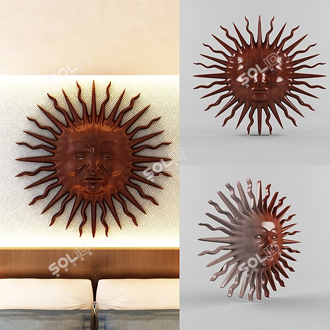 Radiant Sun Metal Wall Art 3D model image 1