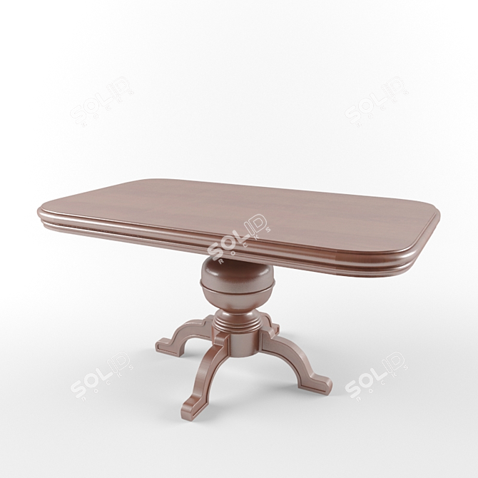 Rustic Wooden Kitchen Table 3D model image 1