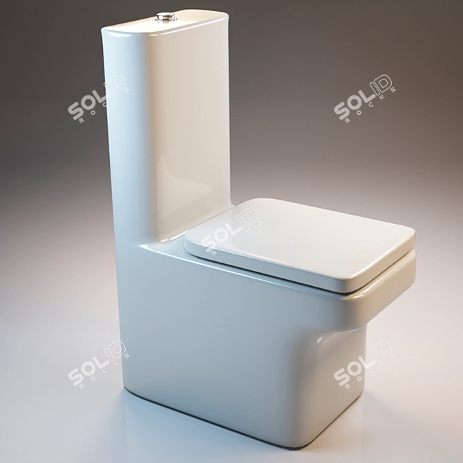 Ceramic and Metal Toilet Kit 3D model image 1