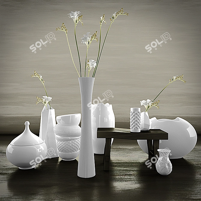 Blossom Vase: Elegant Floral Arrangement 3D model image 2