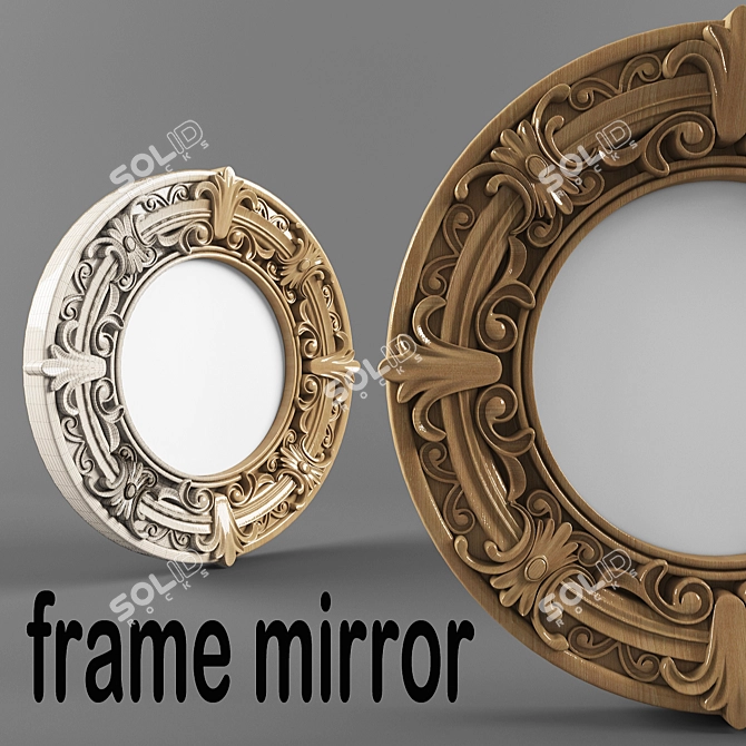 Sleek Round Frame Mirror 3D model image 1