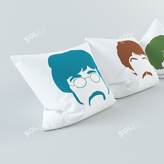 Beatles Cushions: Iconic Decor for Fans 3D model image 1