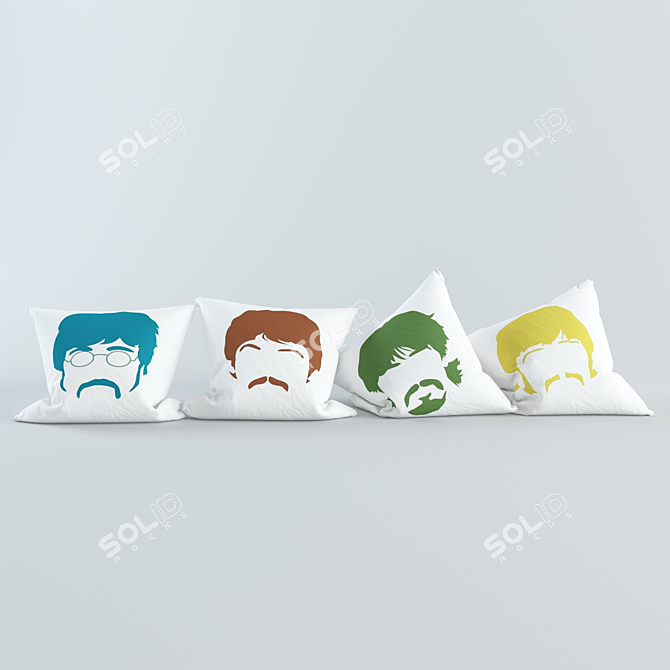 Beatles Cushions: Iconic Decor for Fans 3D model image 2