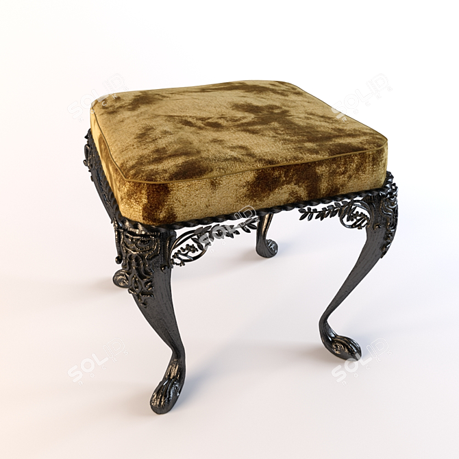 Wrought Iron Leg Ottoman 3D model image 1