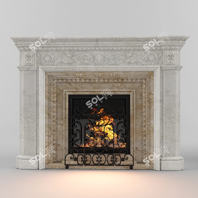 Versatile Painted Fireplace 3D model image 1