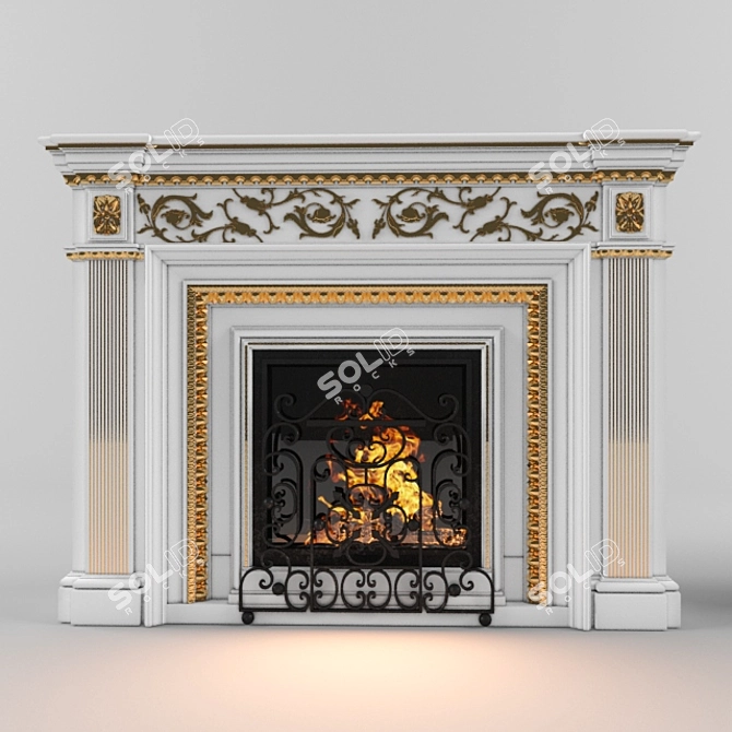 Versatile Painted Fireplace 3D model image 2