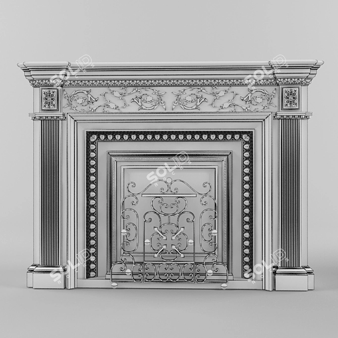 Versatile Painted Fireplace 3D model image 3