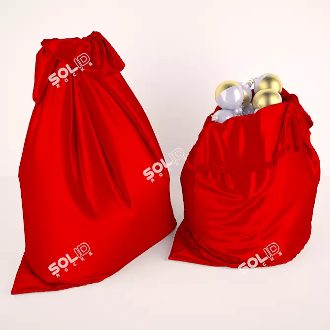  Festive Santa Sack: Open & Tied 3D model image 2