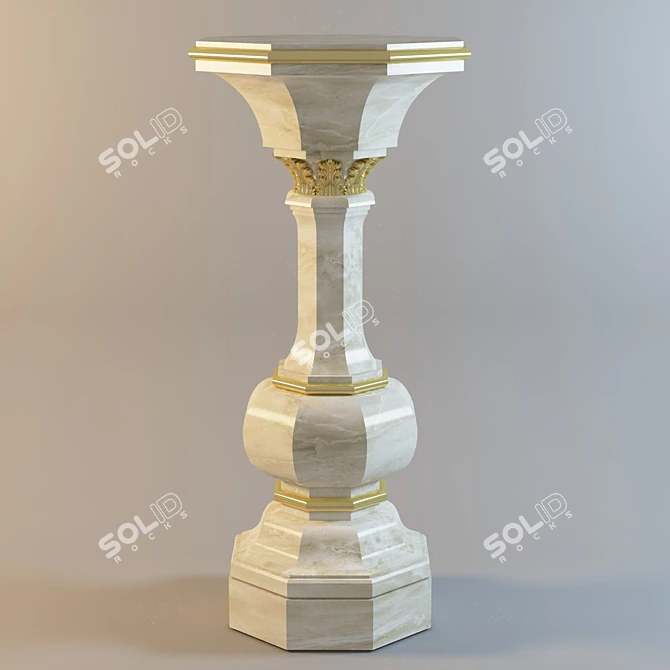 Classic Marble Pedestal with Brass Accents 3D model image 1