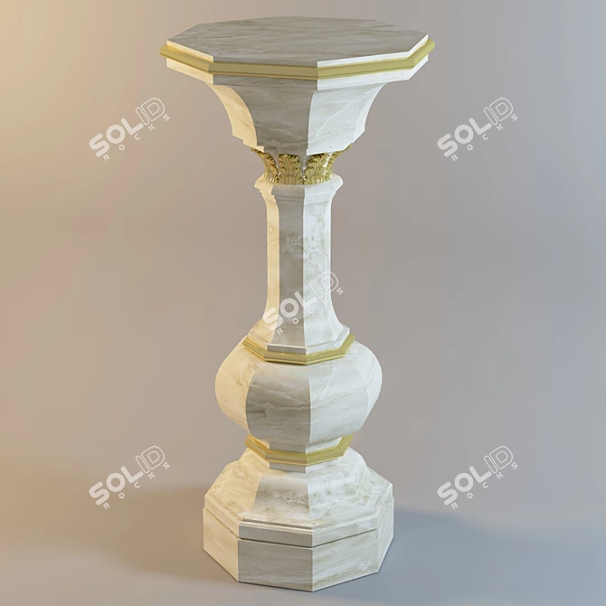 Classic Marble Pedestal with Brass Accents 3D model image 2