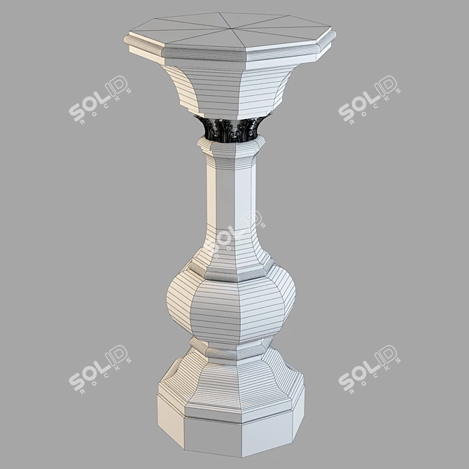 Classic Marble Pedestal with Brass Accents 3D model image 3
