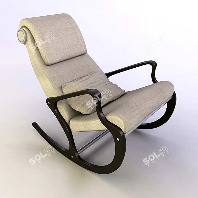 Russian Wooden Rocking Chair 3D model image 1