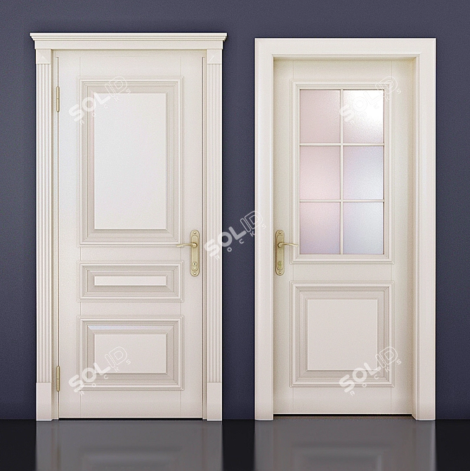 Title: Classic Milky White Lacquered Door 3D model image 1