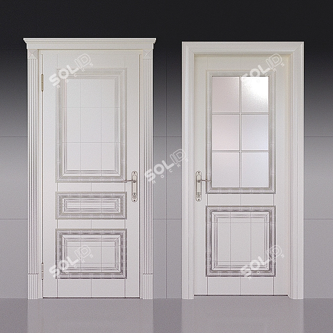 Title: Classic Milky White Lacquered Door 3D model image 2