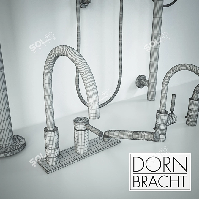 Sleek Designer Faucet Set 3D model image 3