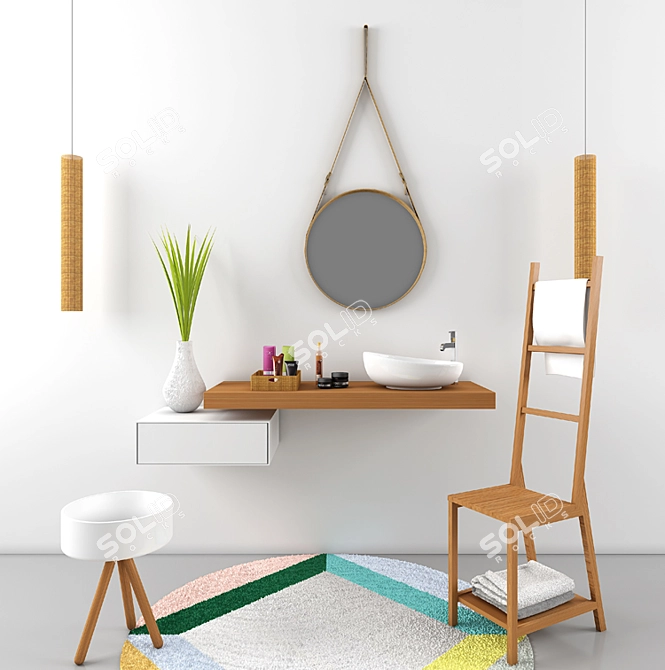 Elegant Bathroom Furniture Set 3D model image 1