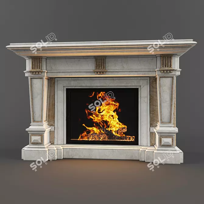 Classic Stone Fireplace 3D model image 1