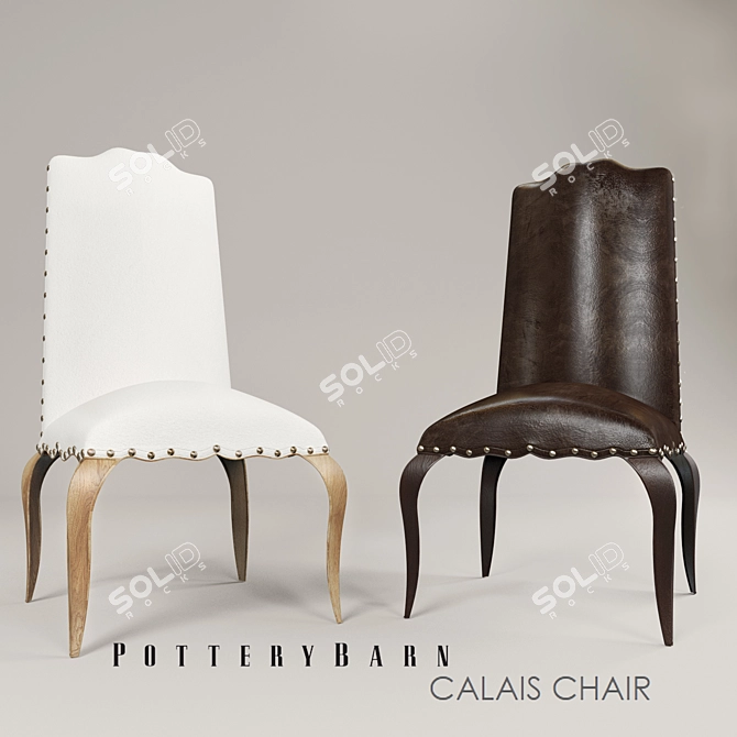 Elegant Calais Chair - Fabric and Leather Upholstery 3D model image 1