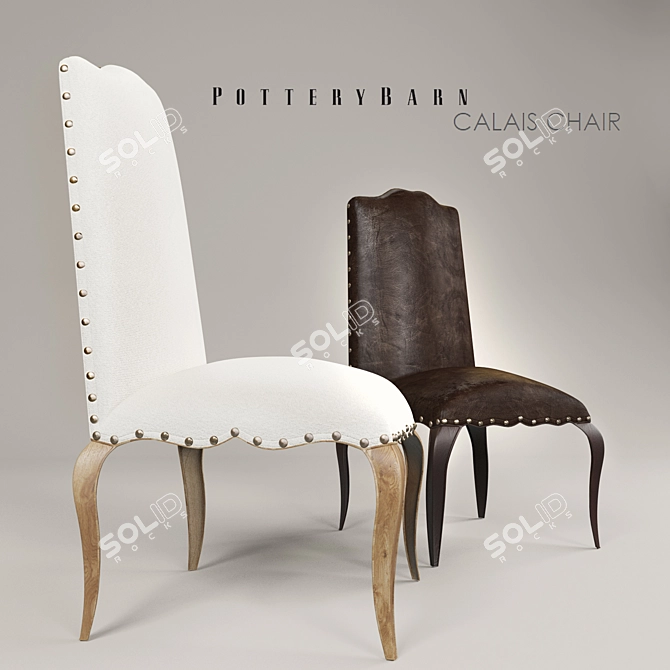 Elegant Calais Chair - Fabric and Leather Upholstery 3D model image 2