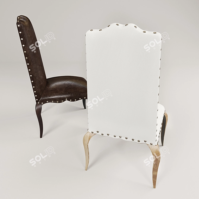 Elegant Calais Chair - Fabric and Leather Upholstery 3D model image 3