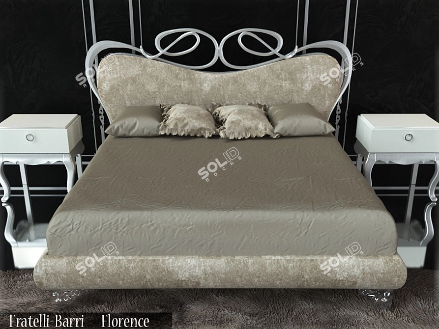 Elegant Florence Collection Bed 3D model image 1