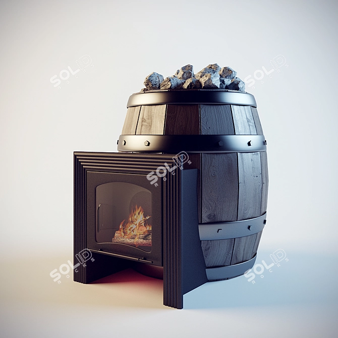 Barrel Stone Oven 3D model image 1