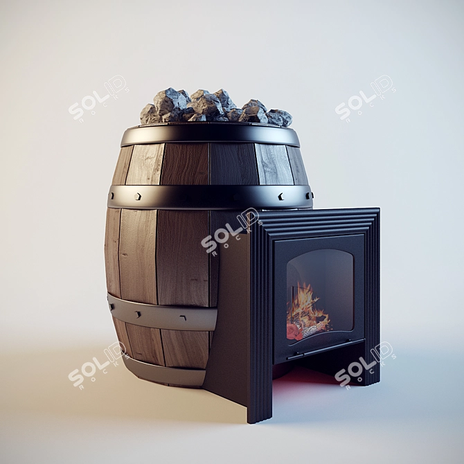 Barrel Stone Oven 3D model image 2