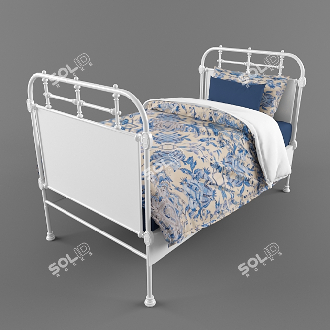 Title: Iron Single Bed 3D model image 1