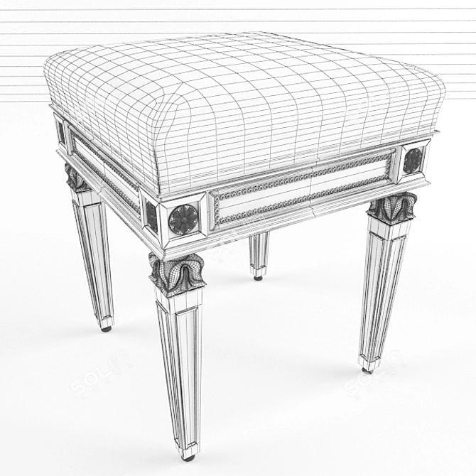 Classic Vanity Pouf: Perfect Size for Your Bathroom Table! 3D model image 2