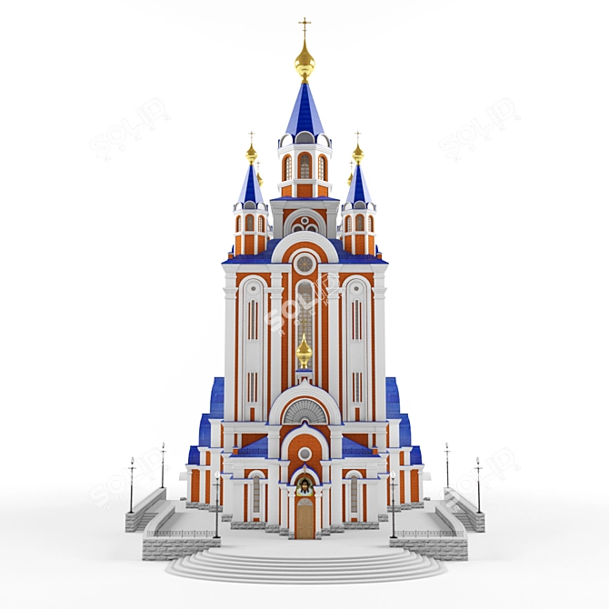 Title Translation: "Khabarovsk Cathedral: Majestic and Heavenly"

Title: Majestic Khabarovsk Cathedral 3D model image 1