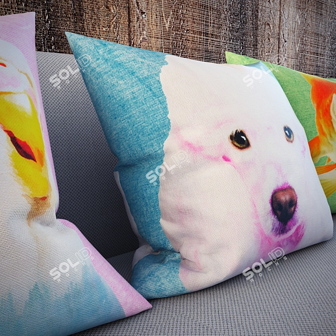 Patterned Cotton Pillow - 400x400 Size 3D model image 2